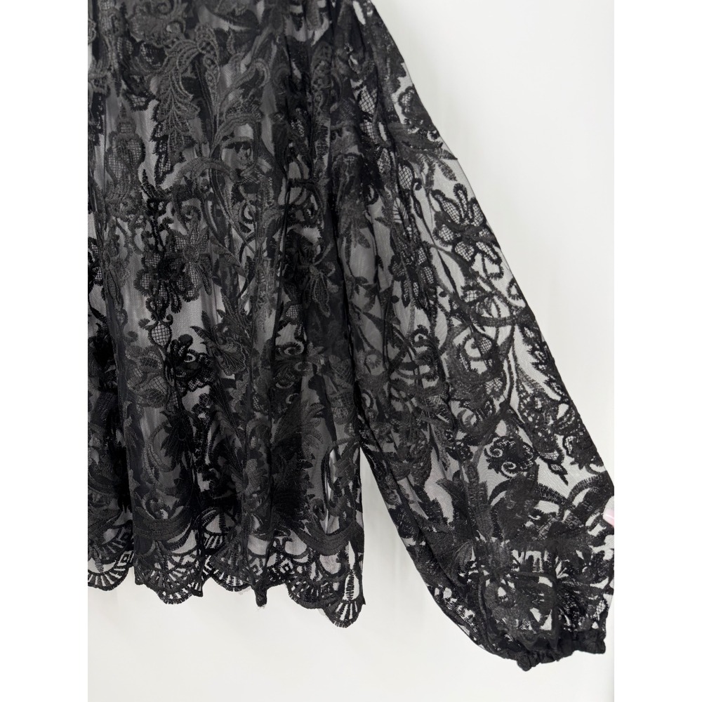 Witchy Whimsygoth Dark Romantic Black Lace Floral Top Womens SZ 2X Romantic Goth - Picture 5 of 10